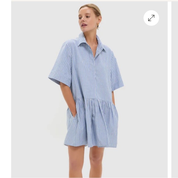 NWT Tuckernuck Blue Striped Piper Short Sleeve Dress - Picture 2 of 4